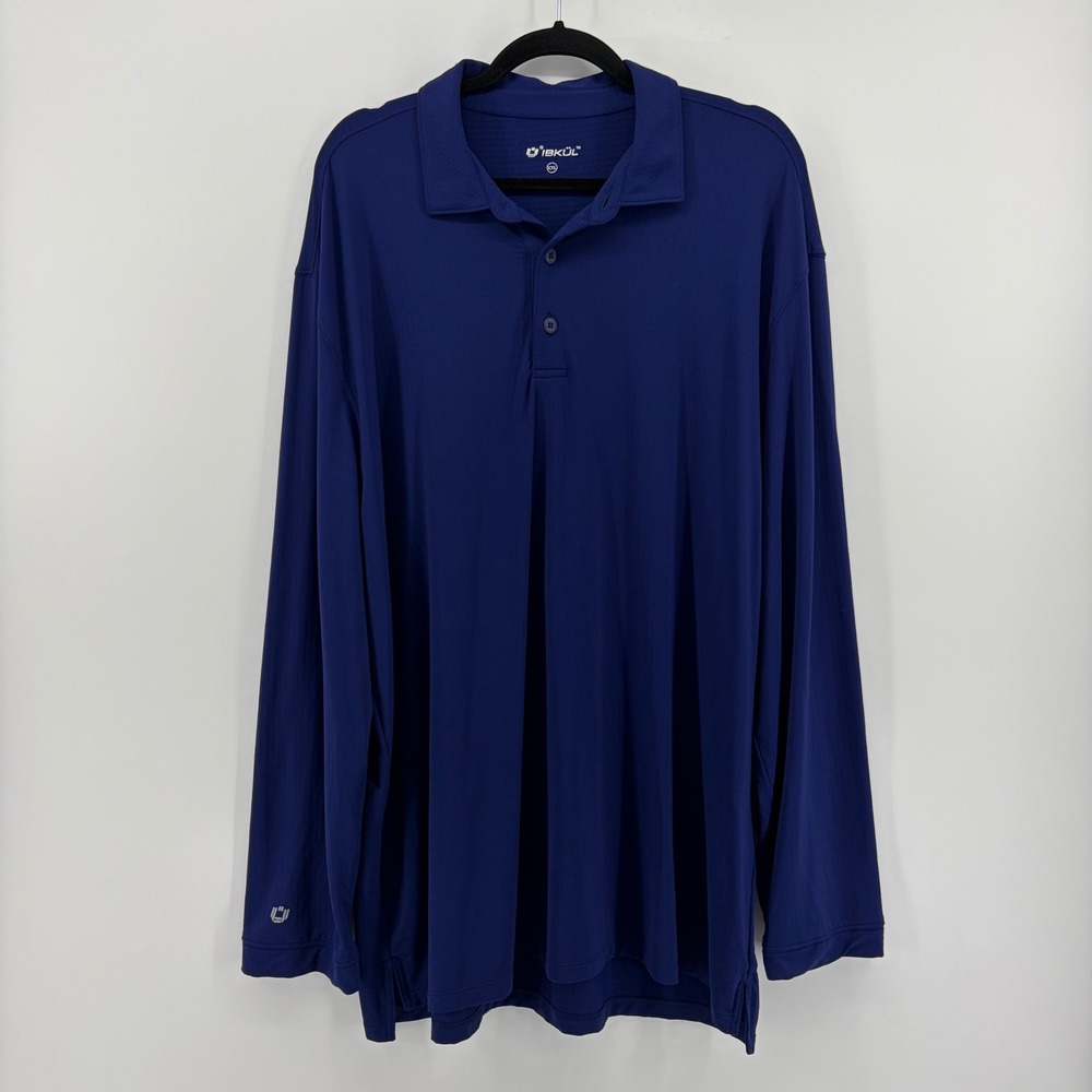 IBKUL Mens‎ Long Sleeve Polo Shirt XXL Navy Blue Golf Casual